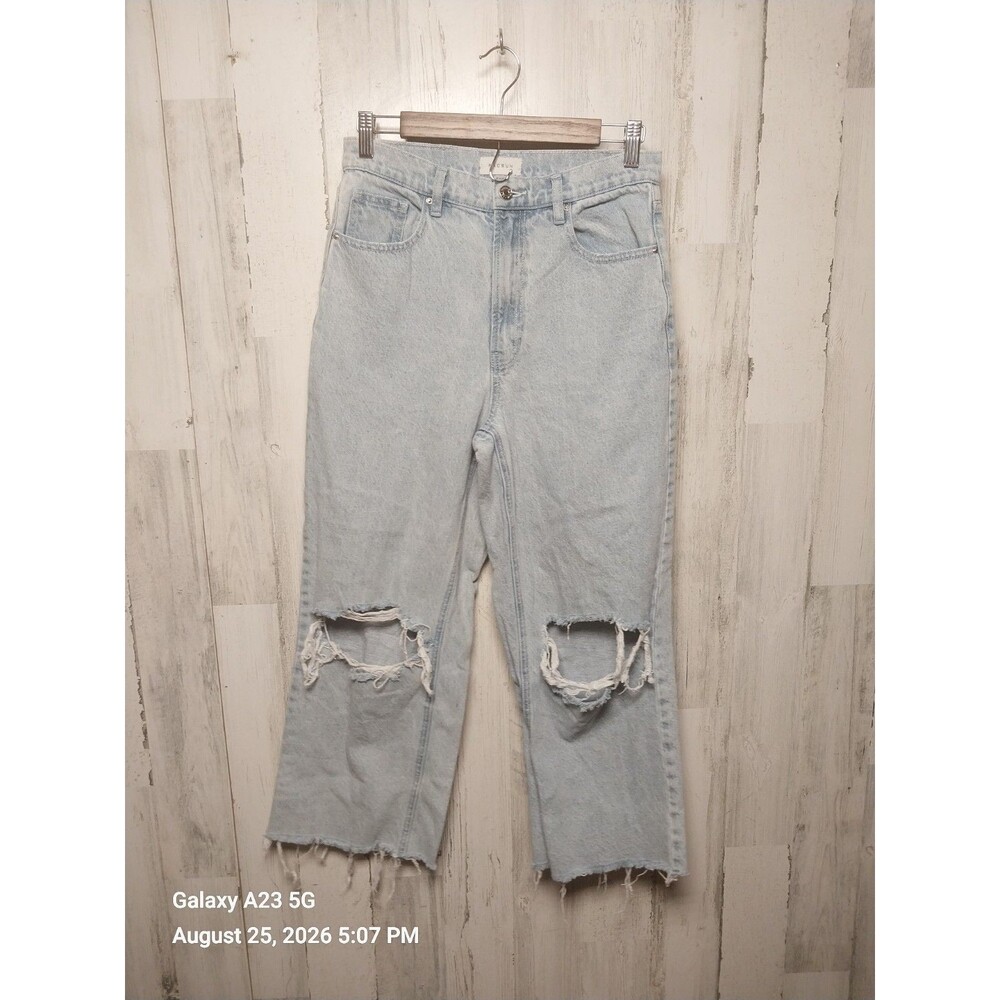 Pacsun Crop Wide Leg Light Wash Distressed Jeans Size 27